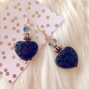 Black Heart Dangly Earrings!!!!